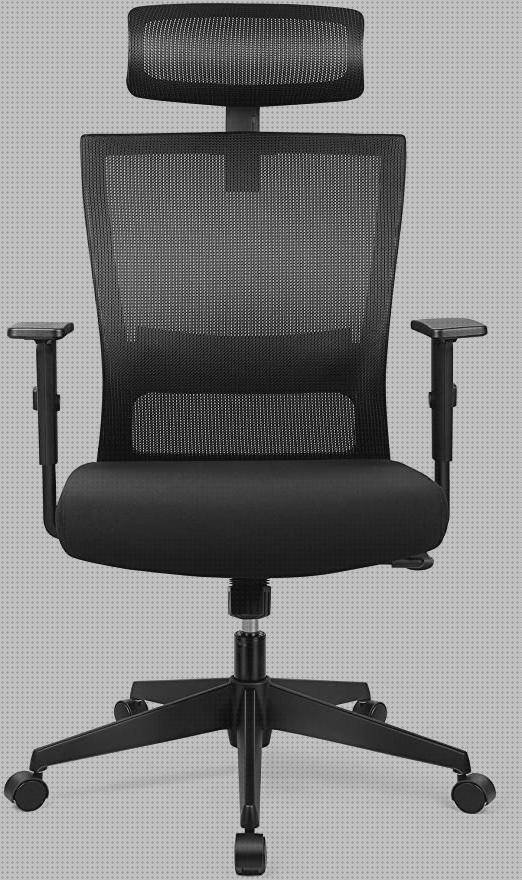 Review de silla de oficina ergonómica con reposacabezas y reposabrazos